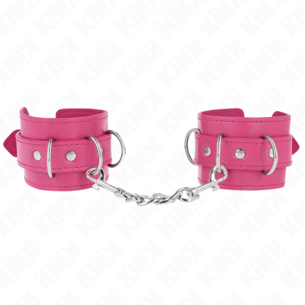 3 D-Ring Handgelenkfesseln verstellbar rosa - Größe X