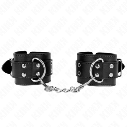 KINK - HANDGELENKFESSEL MIT DOPPELTER SCHNALLE SCHWARZ VERSTELLBAR 19-26 CM - Größe 19