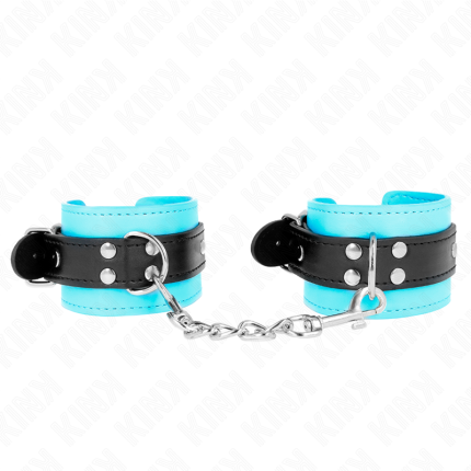 KINK - HAKEN-HANDFESSELN BLAU PELZGEFÜTTERT VERSTELLBAR 20-28 CM X 5,5 CM - Größe X