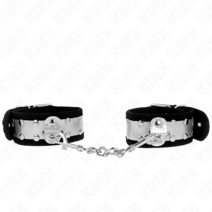 KINK - DÜNNE HANDGELENKSFESSELN SCHWARZ/SILBER 30 X 4 CM - Größe X