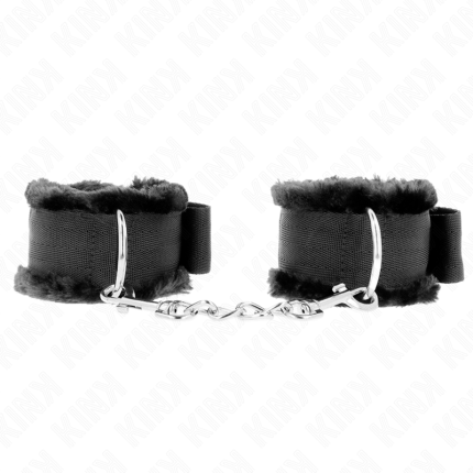 KINK - PELZGEFÜTTERTE HANDGELENKFESSELN SCHWARZ VERSTELLBAR 17-31 CM X 7 CM - Größe X