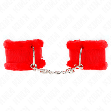 KINK - PELZGEFÜTTERTE HANDGELENKFESSELN ROT VERSTELLBAR 17-31 CM X 7 CM - Größe X