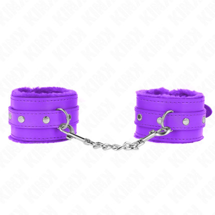 KINK - PREMIUM PELZGEFÜTTERTE HANDGELENKFESSELN LILA MIT LILA GÜRTEL VERSTELLBAR 17-29 CM X 6 CM - Größe X