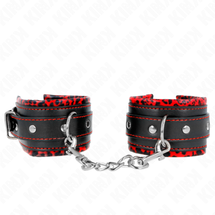 KINK - PELZGEFÜTTERTE HANDGELENKFESSELN ROT/SCHWARZ VERSTELLBAR 17-29 CM X 6 CM - Größe X