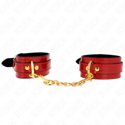 KINK - JOANNA ANGEL HANDGELENKMANSCHETTEN ROT VERSTELLBAR MIT GOLDKETTE 16,5-26 CM X 4 CM - Größe X