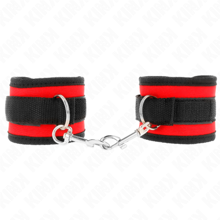 Nylon Bind-Handfesseln mit Klettverschluss Rot-Schwarz Modell 2 Verstellbar - Größe X