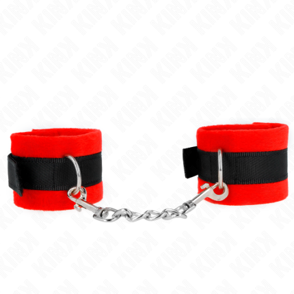 Beginner Pelzhandmanschetten Schwarz Rot - Größe X