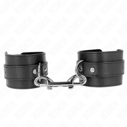 KINK - HANDGELENKFESSELN - EINZELNE NIETENREIHE UND GROSSE SCHNALLE SCHWARZ VERSTELLBAR 17-28 CM X 5 CM - Größe X