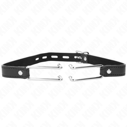 KINK - METALLHAKENKNEBEL 11,5 CM MIT KUNSTLEDERBAND VERSTELLBAR 39-58 CM X 2 CM - Größe X