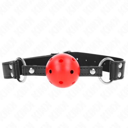 Atmungsaktiver Ballknebel mit Doppelniet Leder verstellbar - Größe X