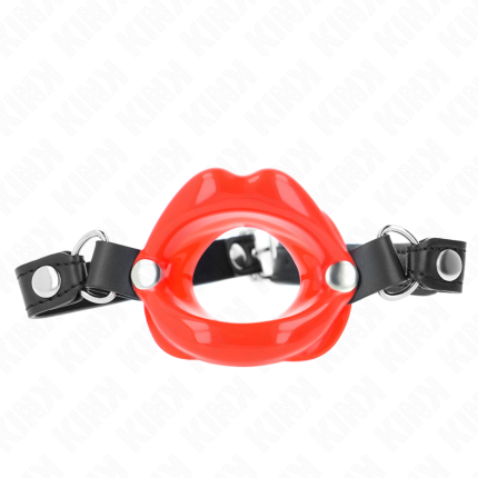 KINK - LIP 8 CM KNEBEL MIT ROTEM KUNSTLEDERBAND 63 x 2 CM VERSTELLBAR 39-58 CM - Größe X
