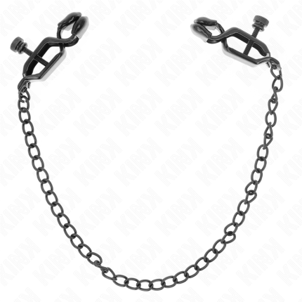 Flache Kette Nippelklemmen Schwarz 30 cm - Größe 30