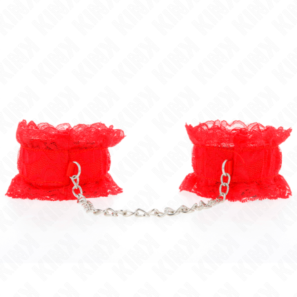 Elastische Handgelenksfesseln aus Spitze Rot