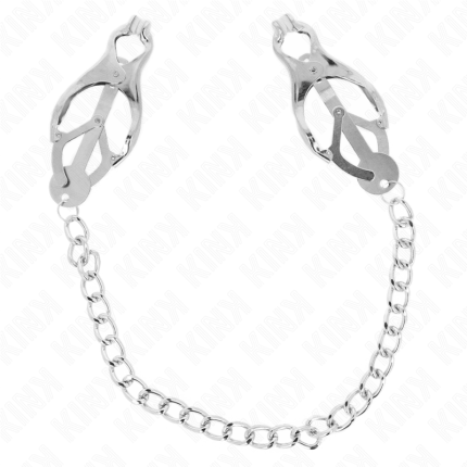 Japanische Kleeblatt-Nippelklammern mit Kette Silber 30 cm - Größe 30