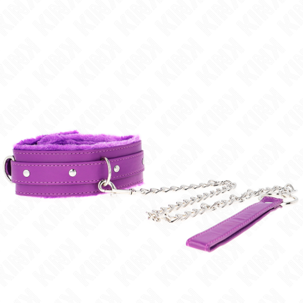KINK - HALSBAND MIT LEINE 65 CM MIT EINSCHRÄNKUNGEN LILA 36-42 CM X 5,5 CM - Größe X