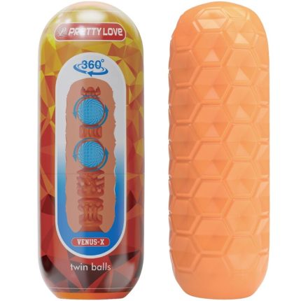 PRETTY LOVE - TWIN BALLS MÄNNLICHER MASTURBATOR ORANGE - Größe M