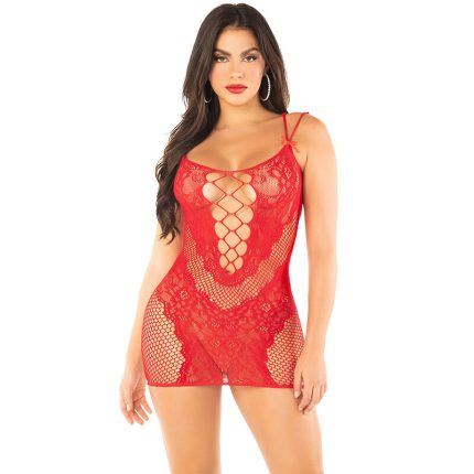 Mesh Minikleid mit Trägern Rot