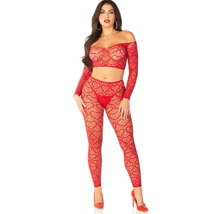 Crop Top und Strümpfe Rot