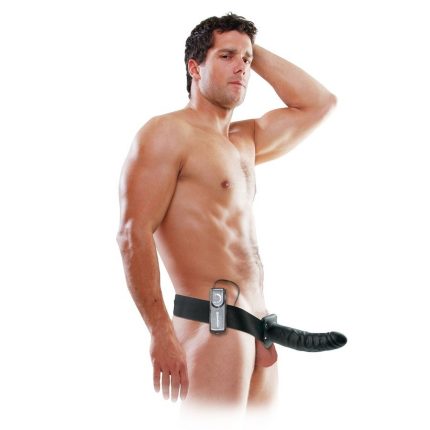 Vibrierender Hohl-Strap-On 19 cm Schwarz - Größe 19