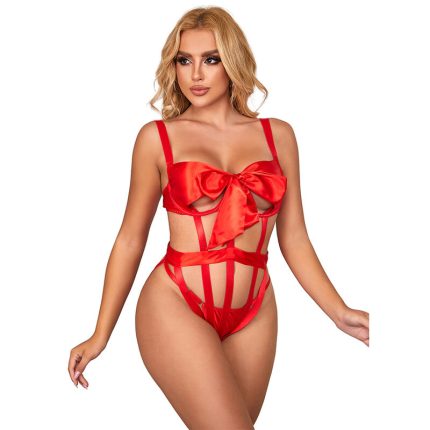 SUBBLIME - 954468 SEXY DURCHBROCHENER BODY MIT SCHLEIFE ROT S/M - Größe S