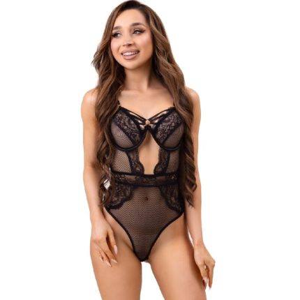 LIVCO CORSETTI FASHION - PAULA LC 20209 BODY MIT SPITZENVERZIERUNGEN SCHWARZ S/M - Größe S