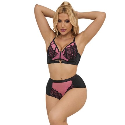 SUBBLIME - 955588 ROSA LACKLEDER MESH ZIPPER BH SET L/XL - Größe L