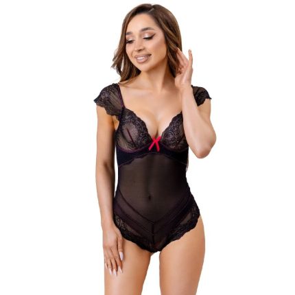 LIVCO CORSETTI FASHION - EVELYN LC 20243 BODY MIT SPITZENBESATZ UND TRANSPARENZEN SCHWARZ S/M - Größe S