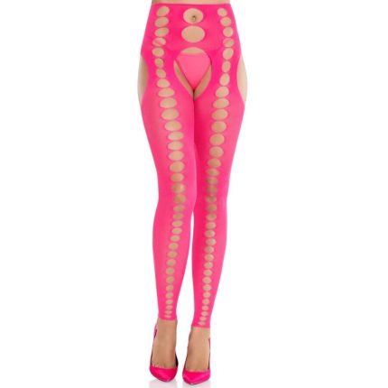 Trägerlose blickdichte Strümpfe Neon Pink