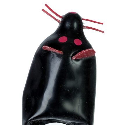 CONDOMERIE - HANDBEMALTE NEUHEITSKONDOME SCHWARZE MAUS XL - Größe XL