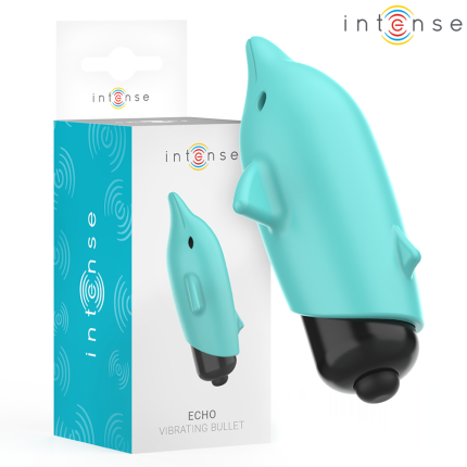 INTENSE - ECHO VIBRIERENDES BULLET DELPHIN BLAU 8 X 4,7 CM - Größe X