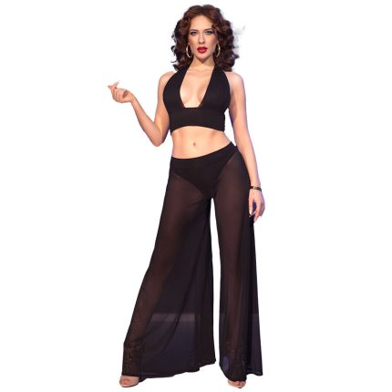 CHILIROSE - CR 4857 SCHWARZES TOP- UND HOSENSET GRÖSSE XL - Größe XL