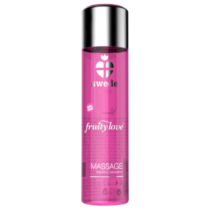 SWEDE - FRUITY LOVE MASSAGEÖL MIT WÄRMENDEM EFFEKT ROSA HIMBEERE UND RHABARBER 120 ML - Größe L